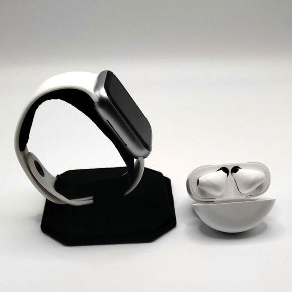 White Smartwatch Earbuds Set Fitness Sport Heart Rate Works w/ Android & iOS